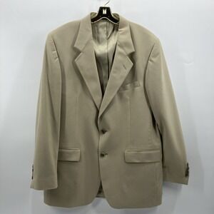 LL Bean Jacket Sportcoat Men 42 Tall Linen Khaki Beige Travel Blazer Safari Coat